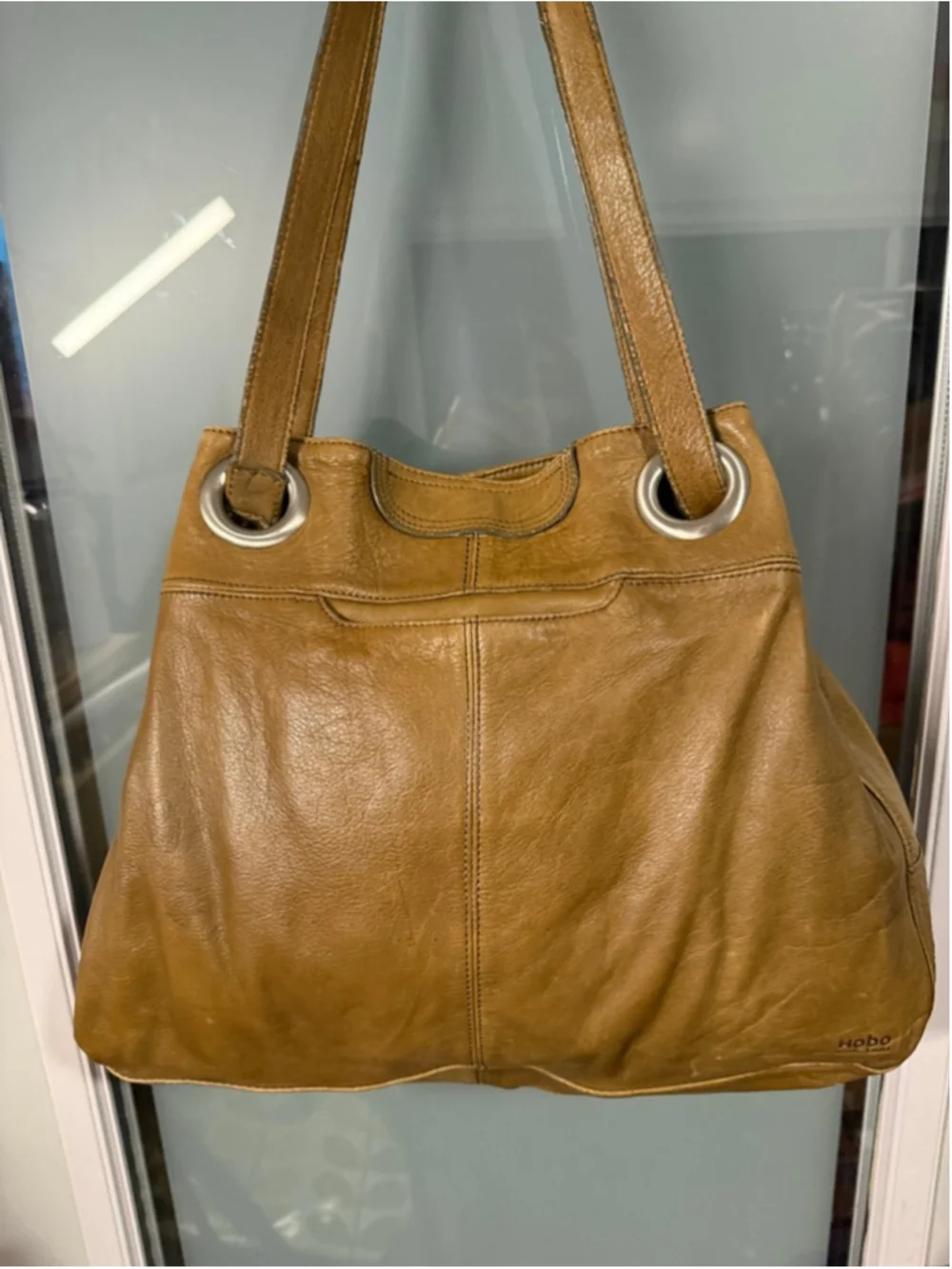Hobo International Leather Shoulder Bag Olive Green Hobo Silver Hardware Tassel